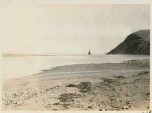 Image of Ship in distance. Low tide